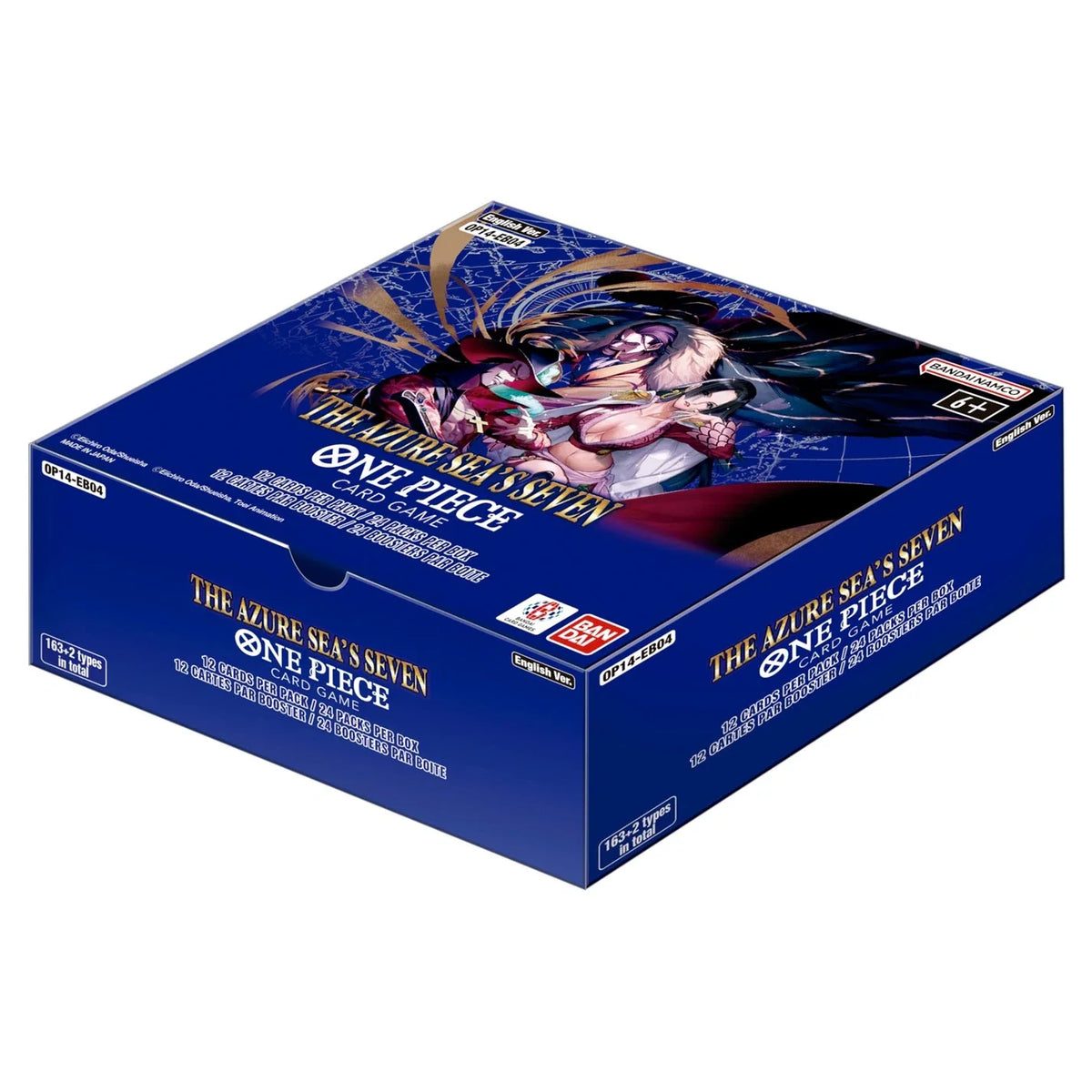 One Piece Card Game OP-14 The Azure Sea's Seven English booster box shown from the front