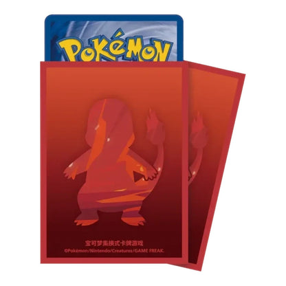 Charmander Pokémon card sleeves in red with character silhouette and a protective card insert
