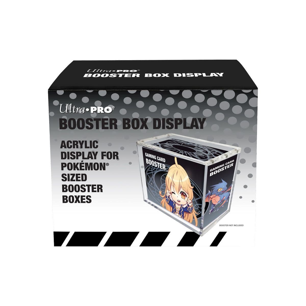 Ultra PRO acrylic display case for Pokémon booster boxes, shown front-on