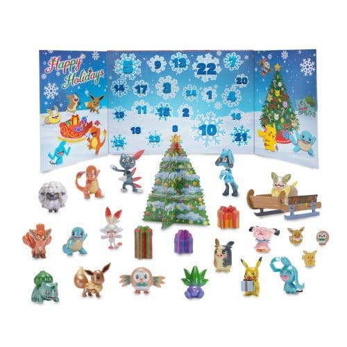 Pokémon Advent Calendar 2021, a festive Pokémon TCG countdown calendar, pictured from an alternate angle