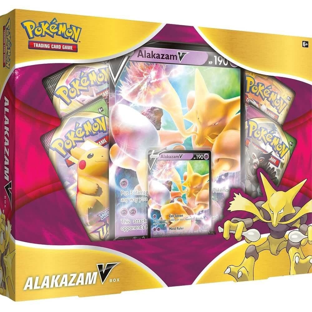 Pokémon TCG Alakazam V Box, sealed collection box with Alakazam V cover artwork