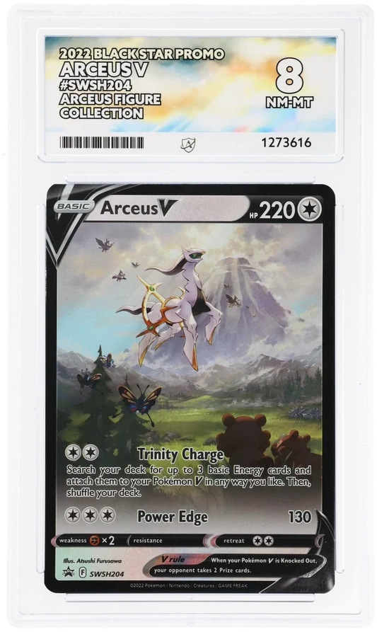 Arceus V SWSH204, 2022 Black Star Promo, ACE 8 NM-MT graded slab, front, cert 1273616