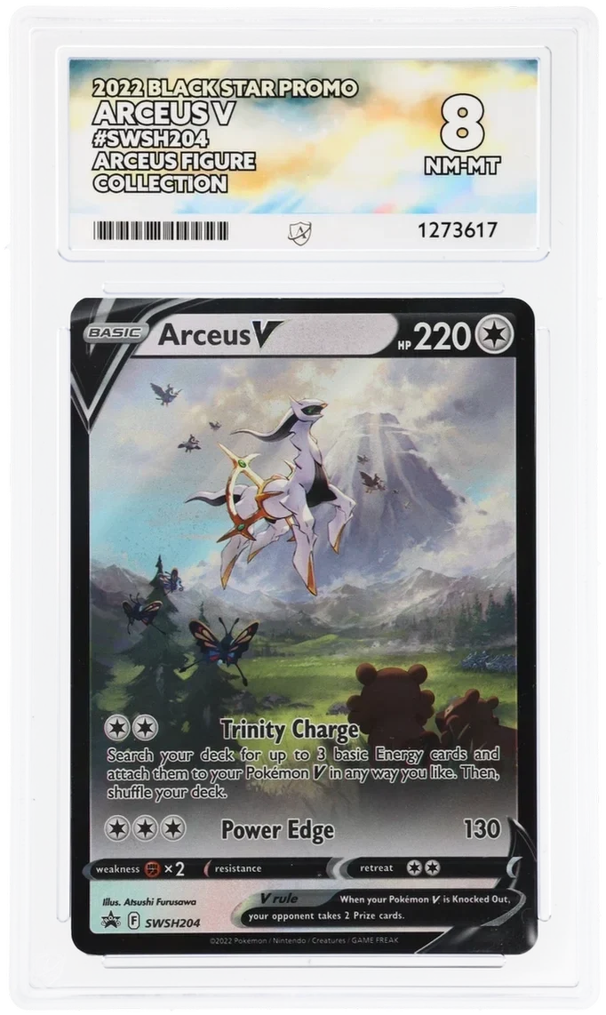 Arceus V SWSH204, 2022 Black Star Promo, ACE 8 NM-MT graded slab, front, cert 1273617