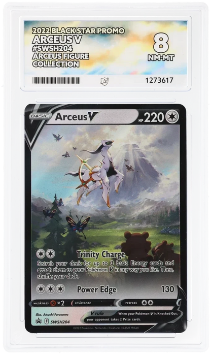 Arceus V SWSH204, 2022 Black Star Promo, ACE 8 NM-MT graded slab, front, cert 1273617