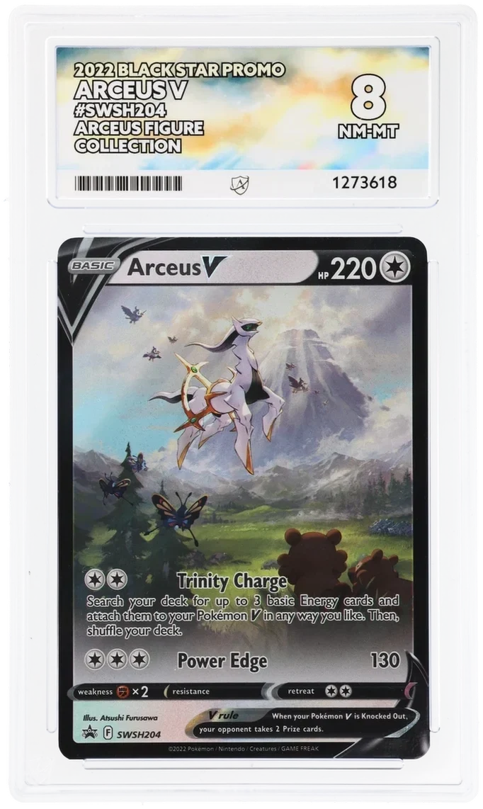Arceus V SWSH204, 2022 Black Star Promo, ACE 8 NM-MT graded slab, front, cert 1273618