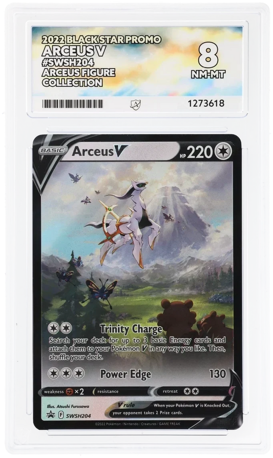 Arceus V SWSH204, 2022 Black Star Promo, ACE 8 NM-MT graded slab, front, cert 1273618