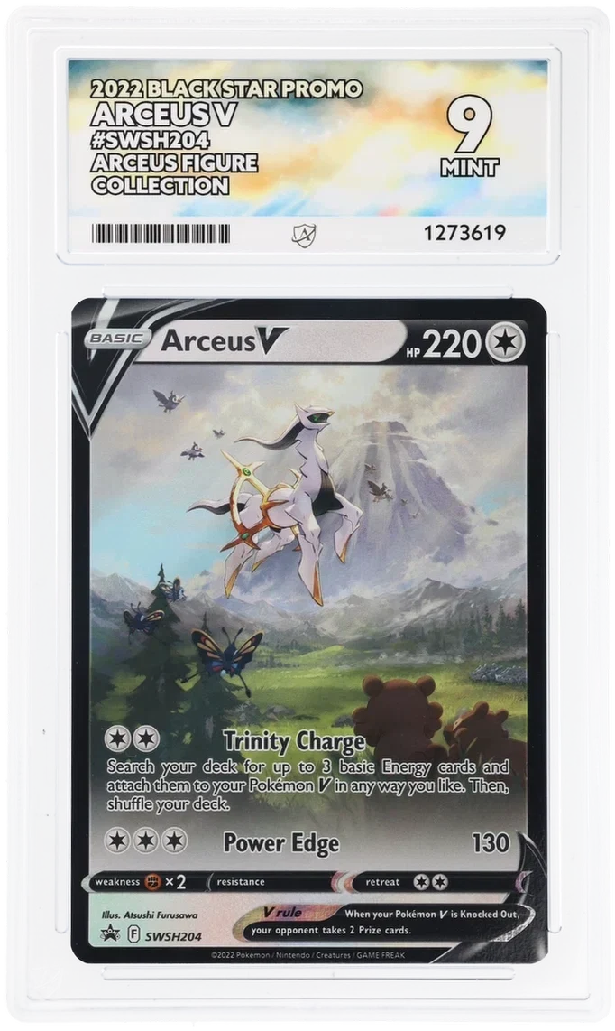 Arceus V SWSH204, 2022 Black Star Promo, ACE 9 MINT graded slab, front, cert 1273619