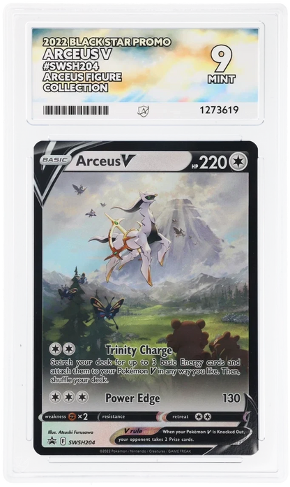 Arceus V SWSH204, 2022 Black Star Promo, ACE 9 MINT graded slab, front, cert 1273619