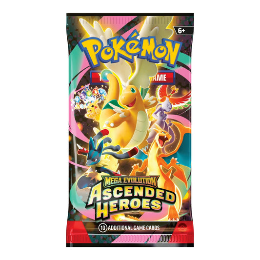 Sealed English Ascended Heroes booster pack with Mega Dragonite on the wrapper