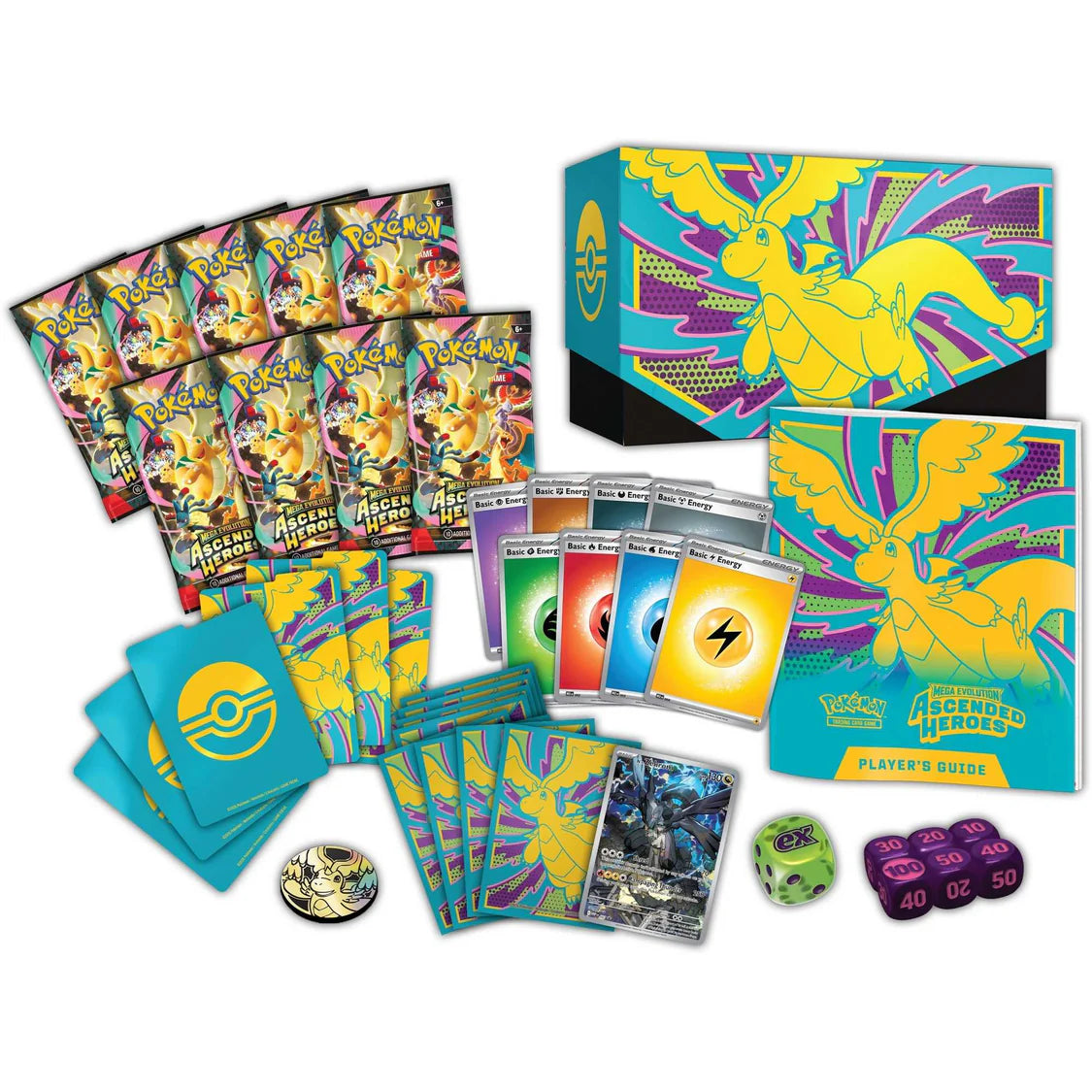 Back of the Pokémon Mega Evolution Ascended Heroes Elite Trainer Box with product details