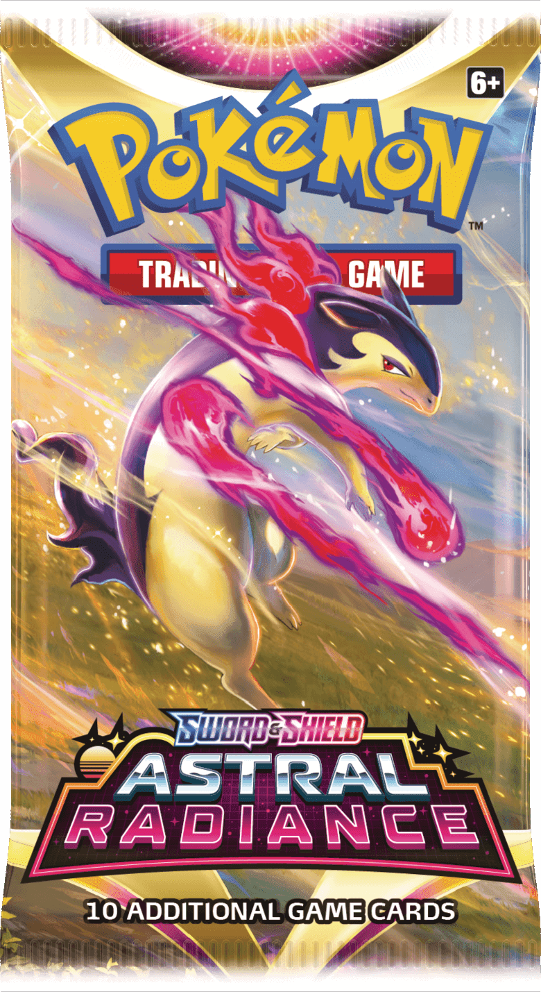 Pokémon Astral Radiance booster pack shown from an alternate view