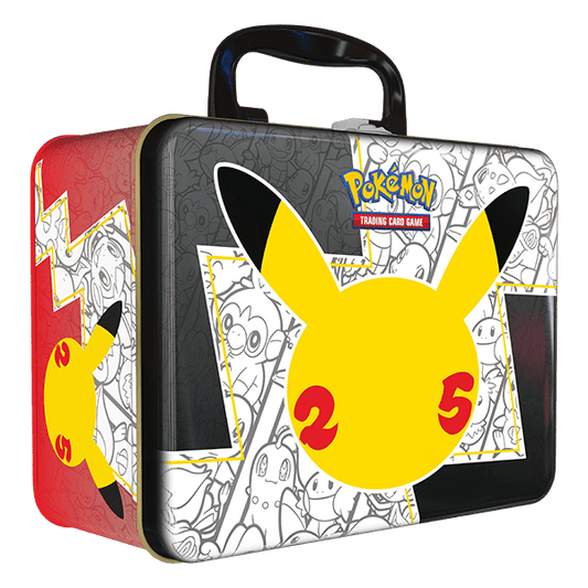Pokémon TCG Celebrations Collector's Chest collectable storage tin shown front-on