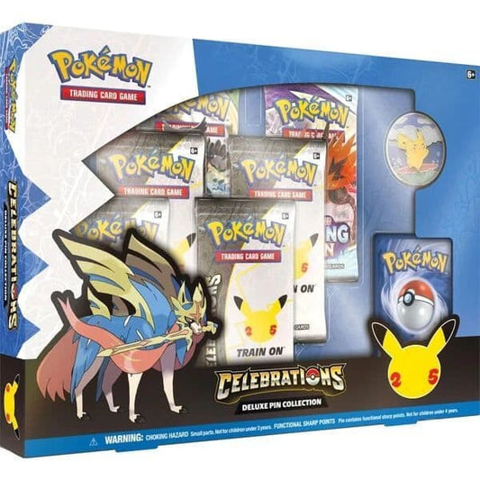 Pokémon Celebrations Zacian deluxe pin collection box, sealed, with Zacian artwork