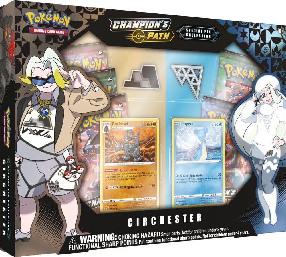 Pokémon Champion's Path Circhester Gym special pin collection box, shown sealed