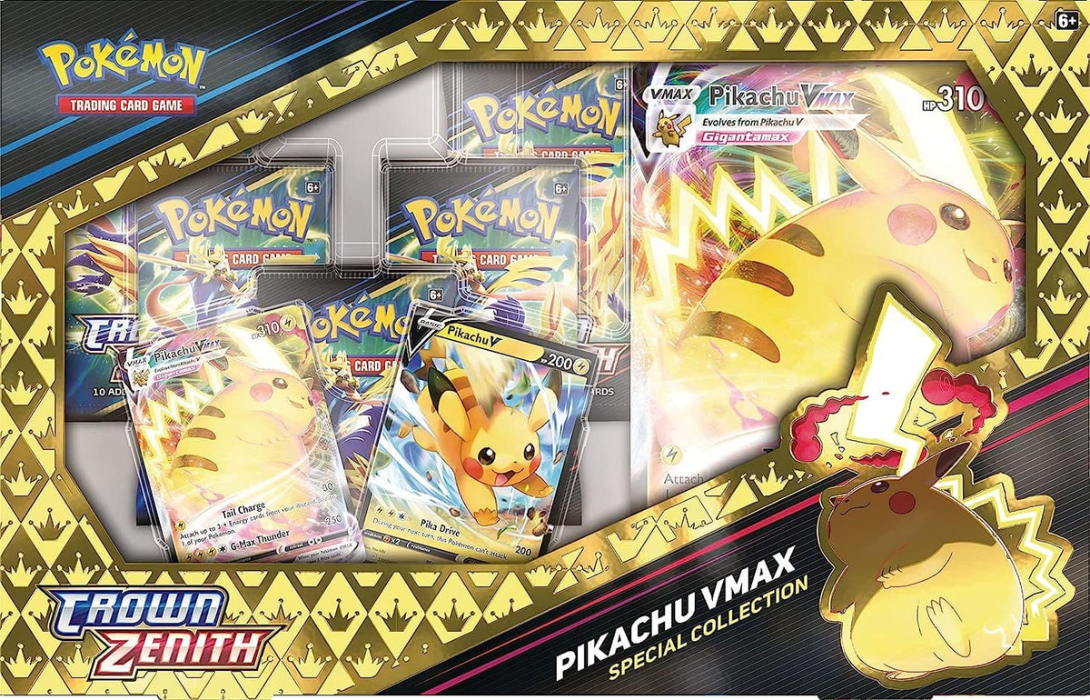 Crown Zenith Pikachu VMAX Special Collection shown from an alternate angle
