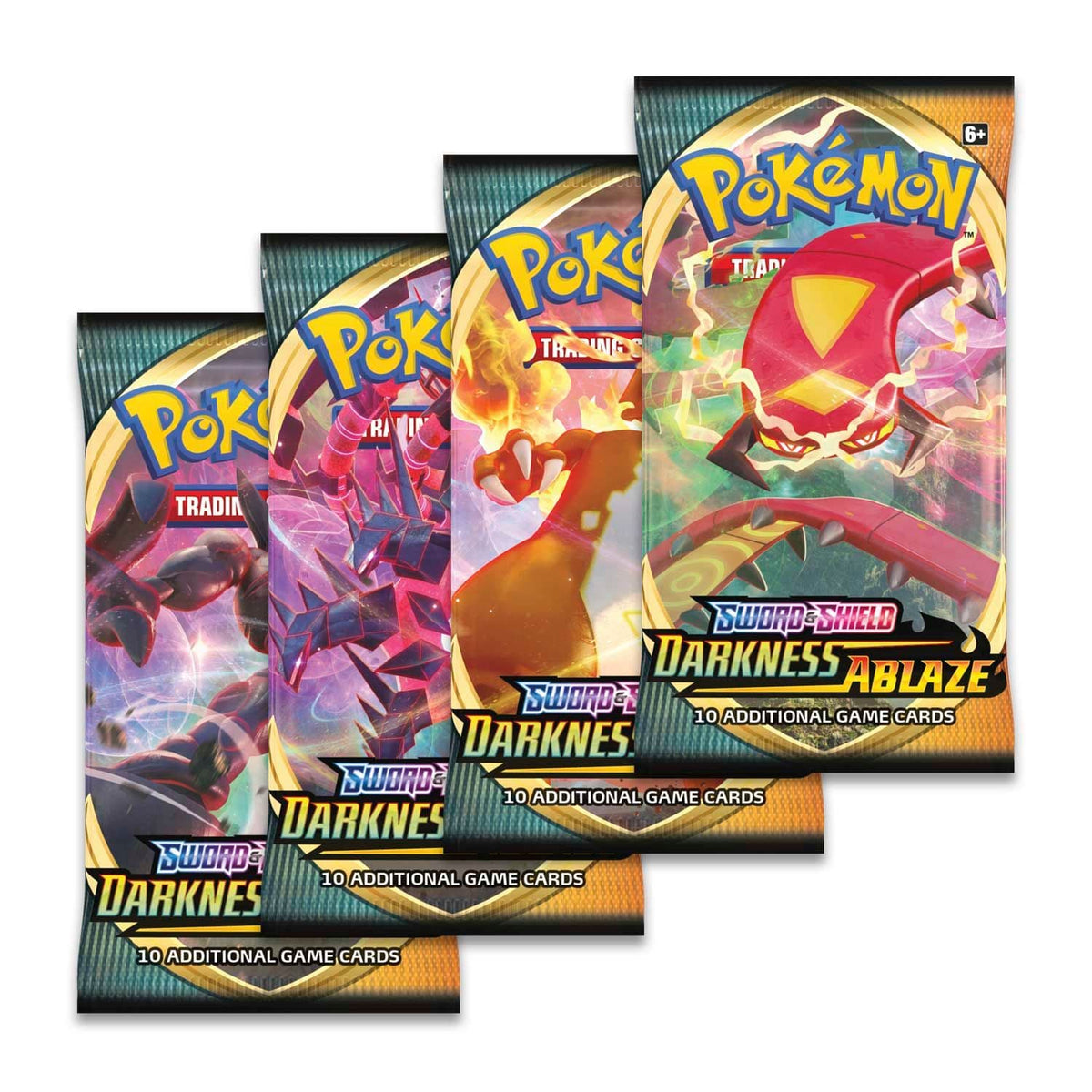 Pokémon Darkness Ablaze booster pack, a sealed Pokémon TCG expansion pack, shown front-on