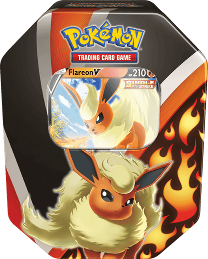 Pokémon TCG Eevee Evolutions tin design options shown side by side