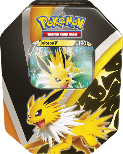 Pokémon TCG Eevee Evolutions collector's tin featuring Jolteon artwork