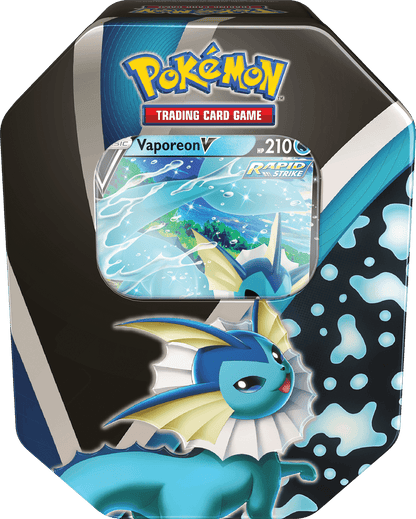 Pokémon TCG Eevee Evolutions collector's tin featuring Vaporeon artwork