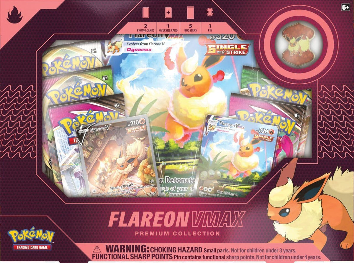 Flareon VMAX Premium Collection shown from an alternate angle