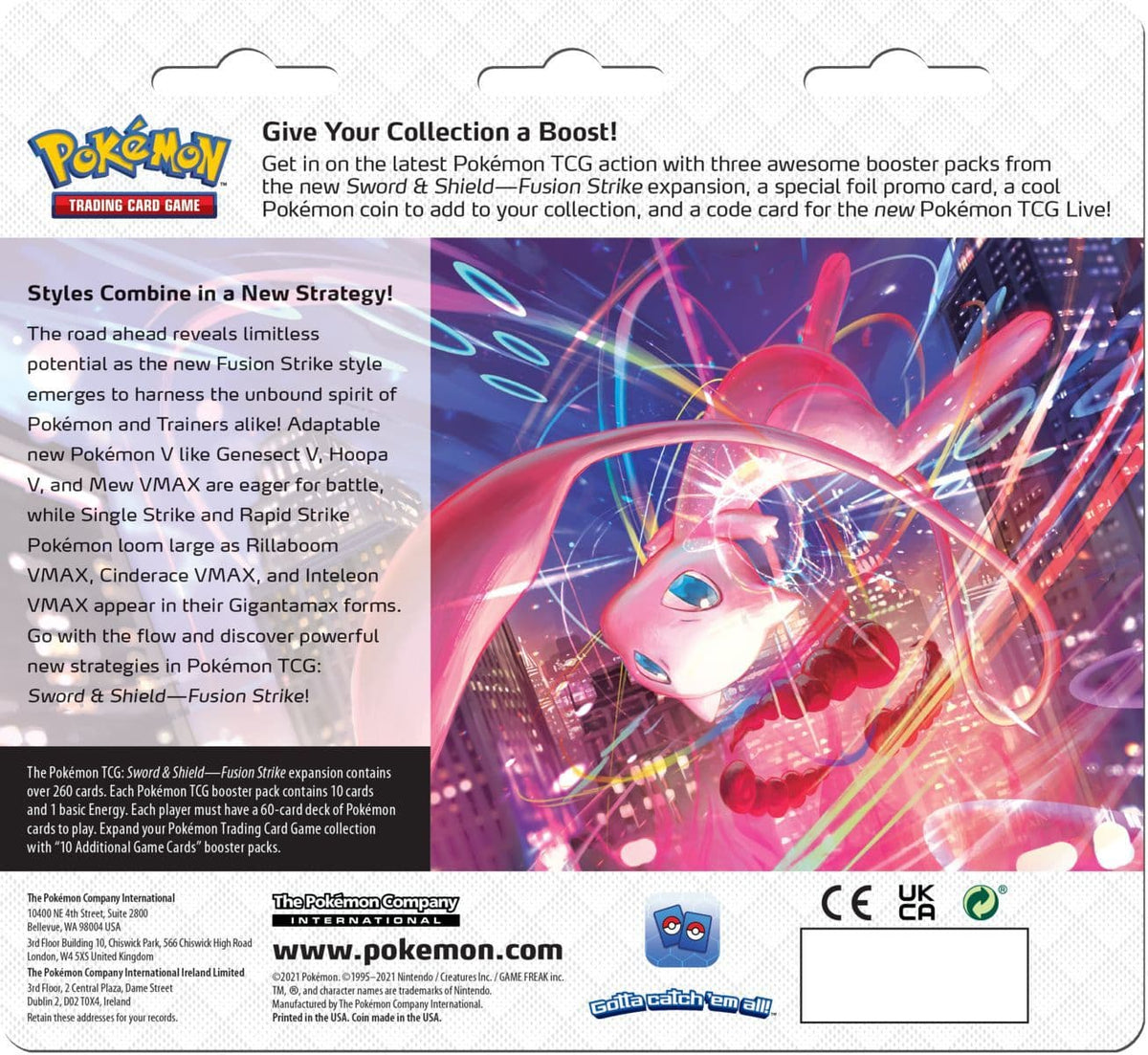 Pokémon TCG Fusion Strike blister shown from a further angle with its artwork