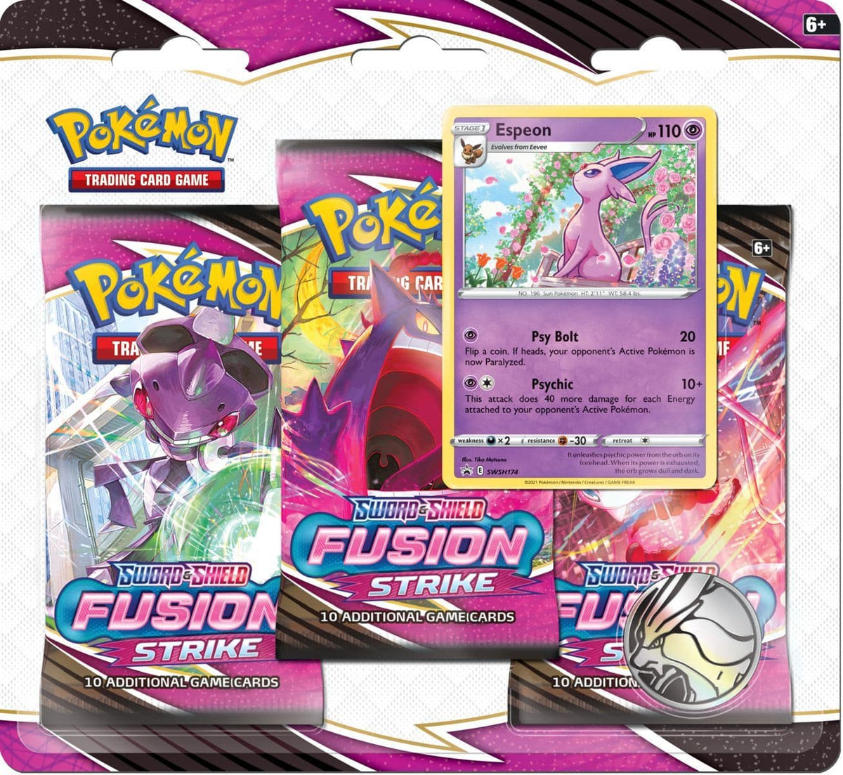 Pokémon TCG Fusion Strike three booster pack blister shown front-on and sealed