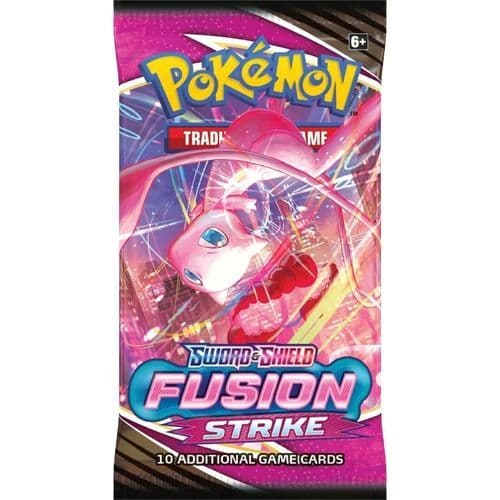 Pokémon Fusion Strike booster box, a sealed Pokémon TCG booster display, packaging shown in closer detail