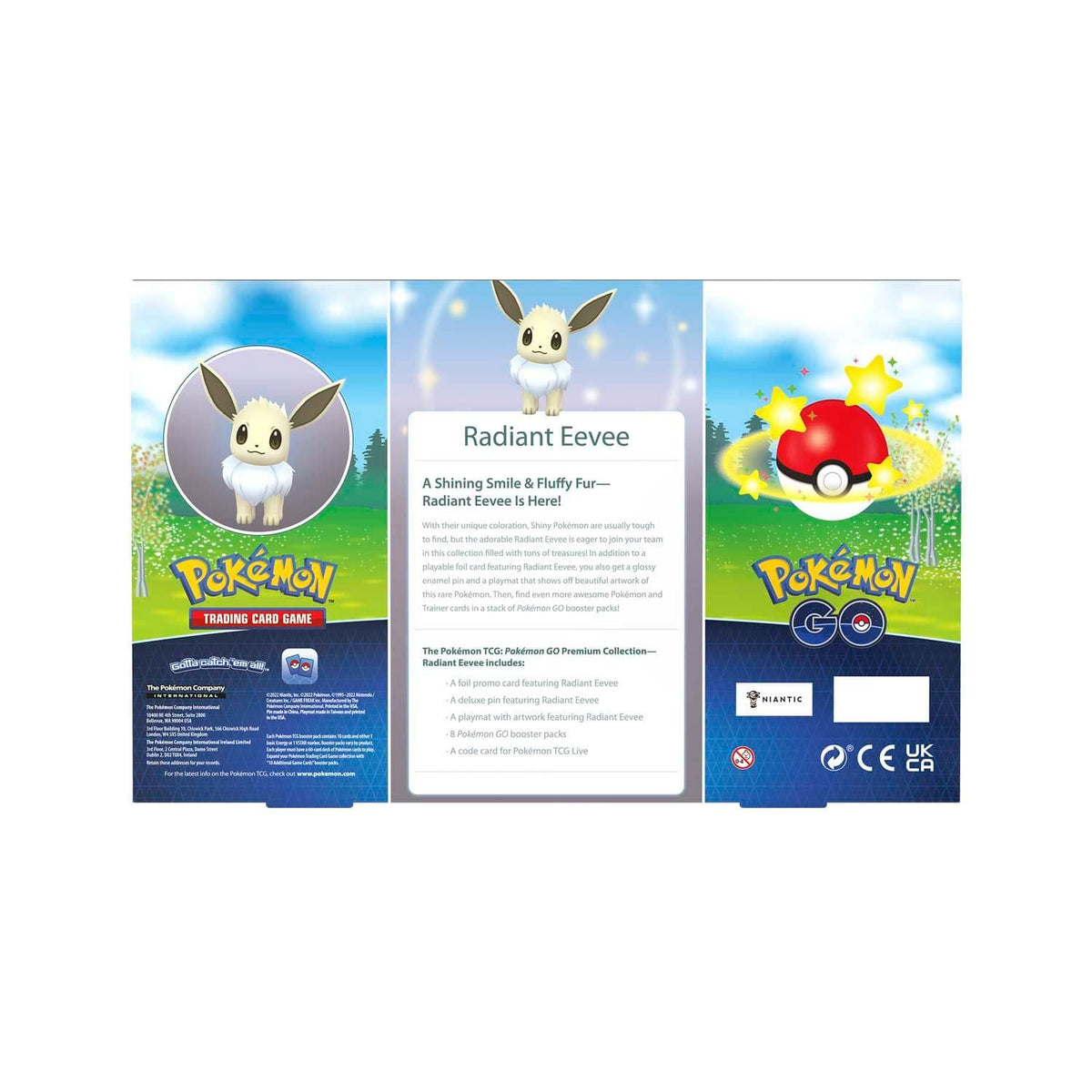 Contents of the Pokémon TCG Pokémon GO Radiant Eevee Premium Collection laid out
