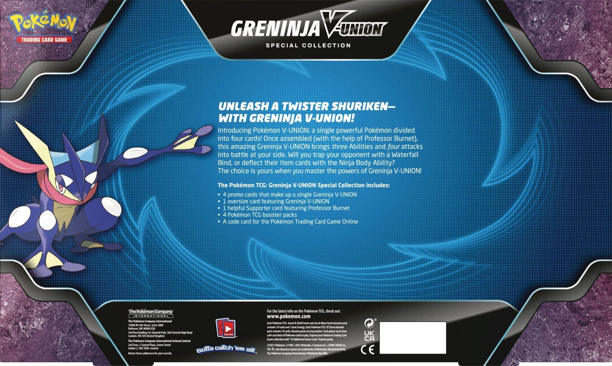 Pokémon Greninja V-UNION Special Collection shown from the reverse with product details