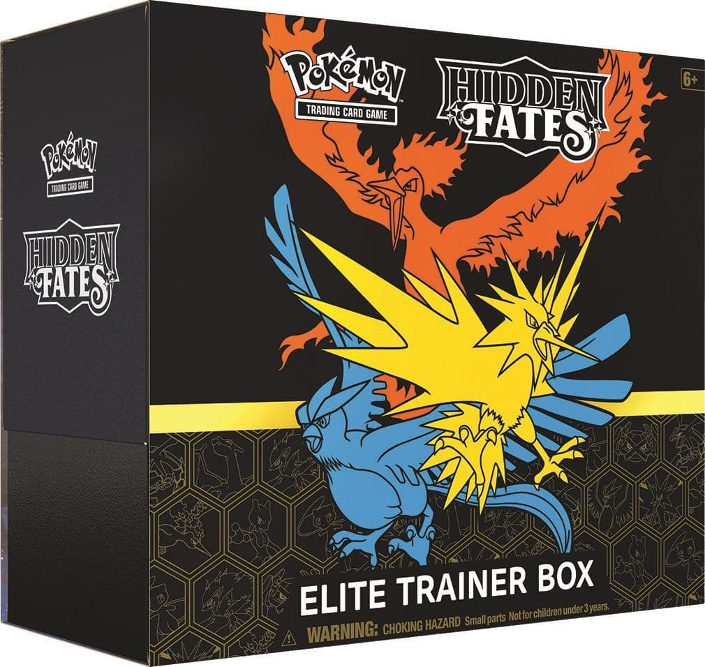 Pokémon TCG Hidden Fates Elite Trainer Box shown front-on with the set artwork on the box