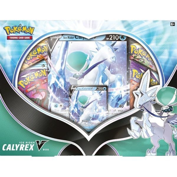 Packaging detail on the Pokémon Ice and Shadow Rider Calyrex V Box