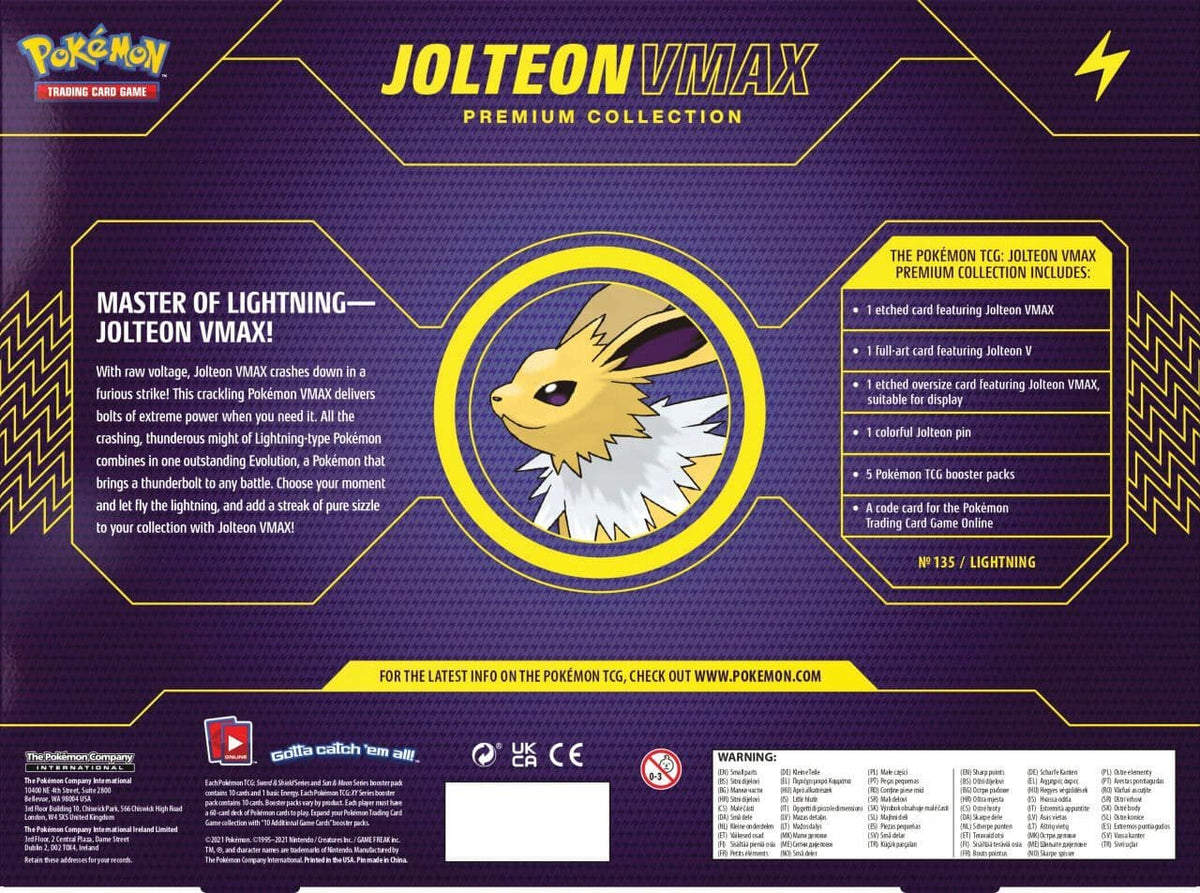 Pokémon Jolteon VMAX Premium Collection contents shown laid out