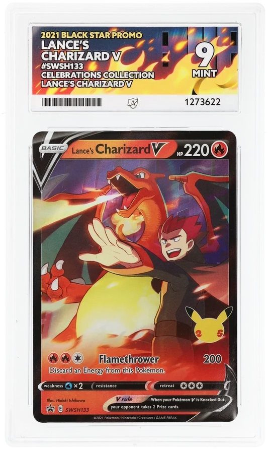 Lance's Charizard V SWSH133, 2021 Black Star Promo, ACE 9 MINT graded slab, front, cert 1273622