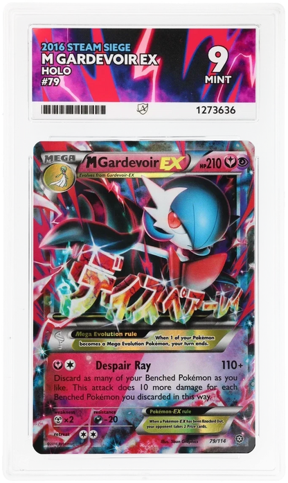 M Gardevoir EX 79/114 Holo, 2016 Steam Siege, ACE 9 MINT graded slab, front, cert 1273636