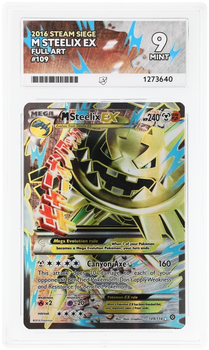 M Steelix EX 109/114 Full Art, 2016 Steam Siege, ACE 9 MINT graded slab, front, cert 1273640