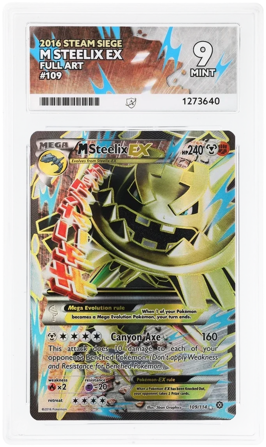 M Steelix EX 109/114 Full Art, 2016 Steam Siege, ACE 9 MINT graded slab, front, cert 1273640