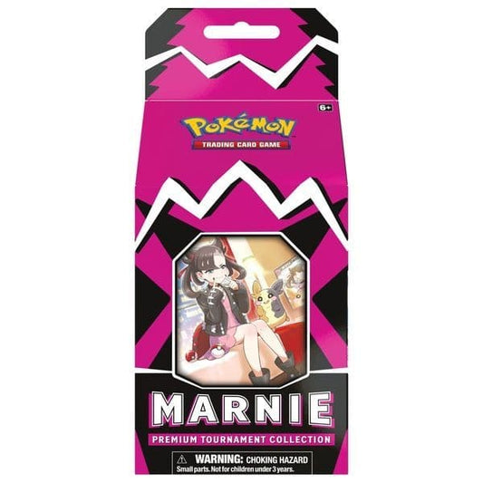 Pokémon TCG Marnie Premium Tournament Collection box shown front-on