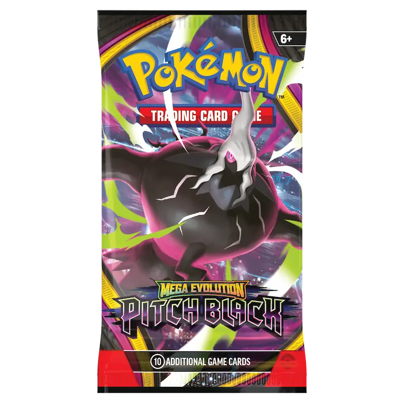 Pokémon TCG Mega Evolution Pitch Black booster pack with Mega Darkrai wrapper artwork, sealed