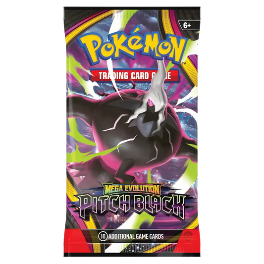 Pokémon TCG Mega Evolution Pitch Black booster pack with Mega Darkrai wrapper artwork, sealed