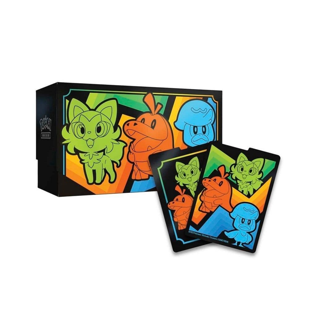 Close-up of the artwork on the Pokémon TCG Paldea Evolved Elite Trainer Box