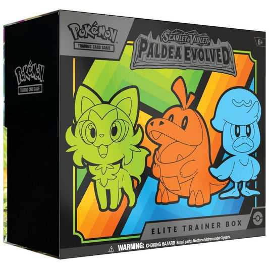 Pokémon TCG Paldea Evolved Elite Trainer Box shown front-on with the set artwork