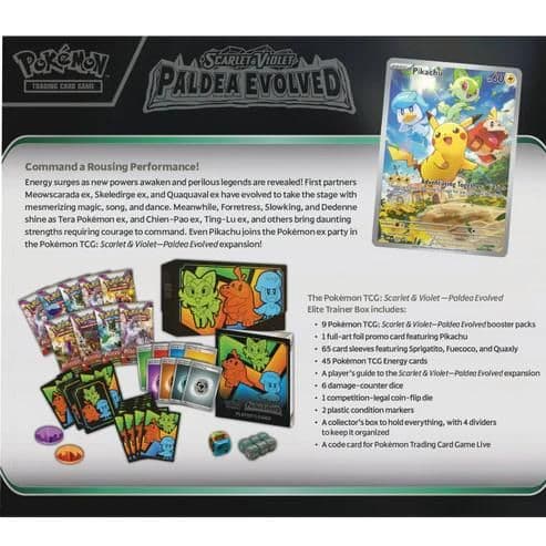 Side view of the Pokémon TCG Paldea Evolved Elite Trainer Box