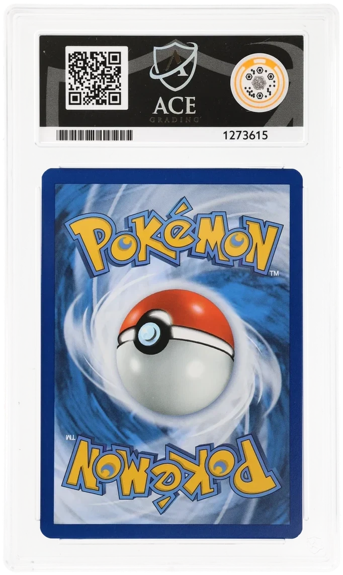 Pikachu 025/165, ACE 7 NEAR MINT graded slab, reverse showing cert 1273615