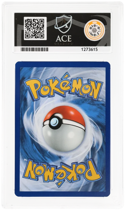 Pikachu 025/165, ACE 7 NEAR MINT graded slab, reverse showing cert 1273615