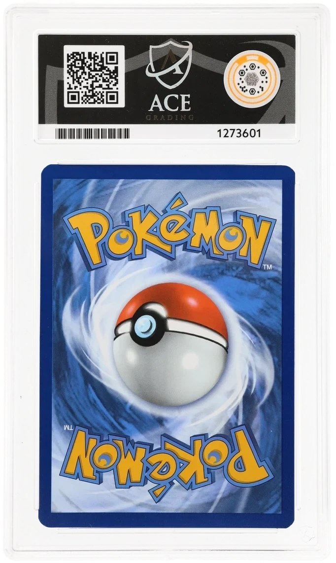 Pikachu 025/165, ACE 8 NM-MT graded slab, reverse showing cert 1273601