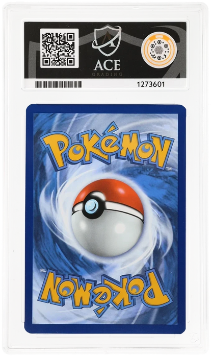 Pikachu 025/165, ACE 8 NM-MT graded slab, reverse showing cert 1273601