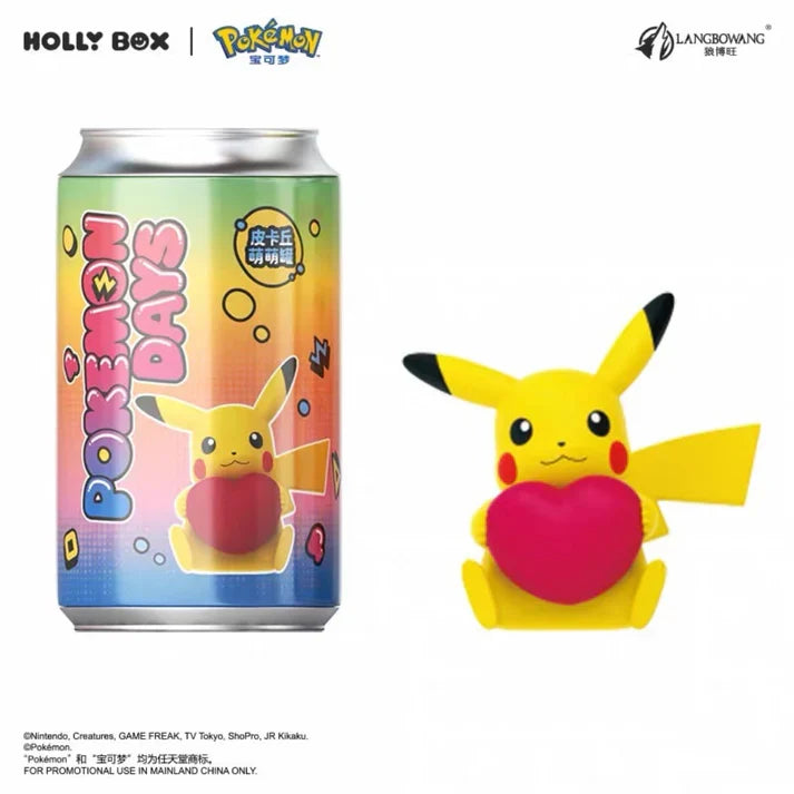 Pikachu Picnic Figure Can Heart design, Pikachu figure holding a heart