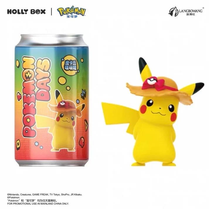 Pikachu Picnic Figure Can Straw Hat design, Pikachu figure wearing a wide sun hat