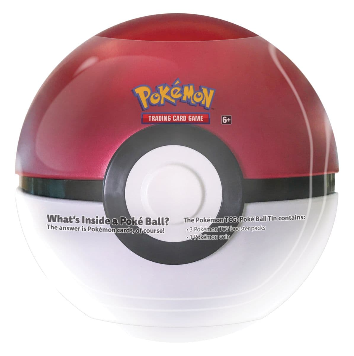 Pokémon TCG Poké Ball tin, Series 7 collectable ball-shaped tin shown from an alternate angle