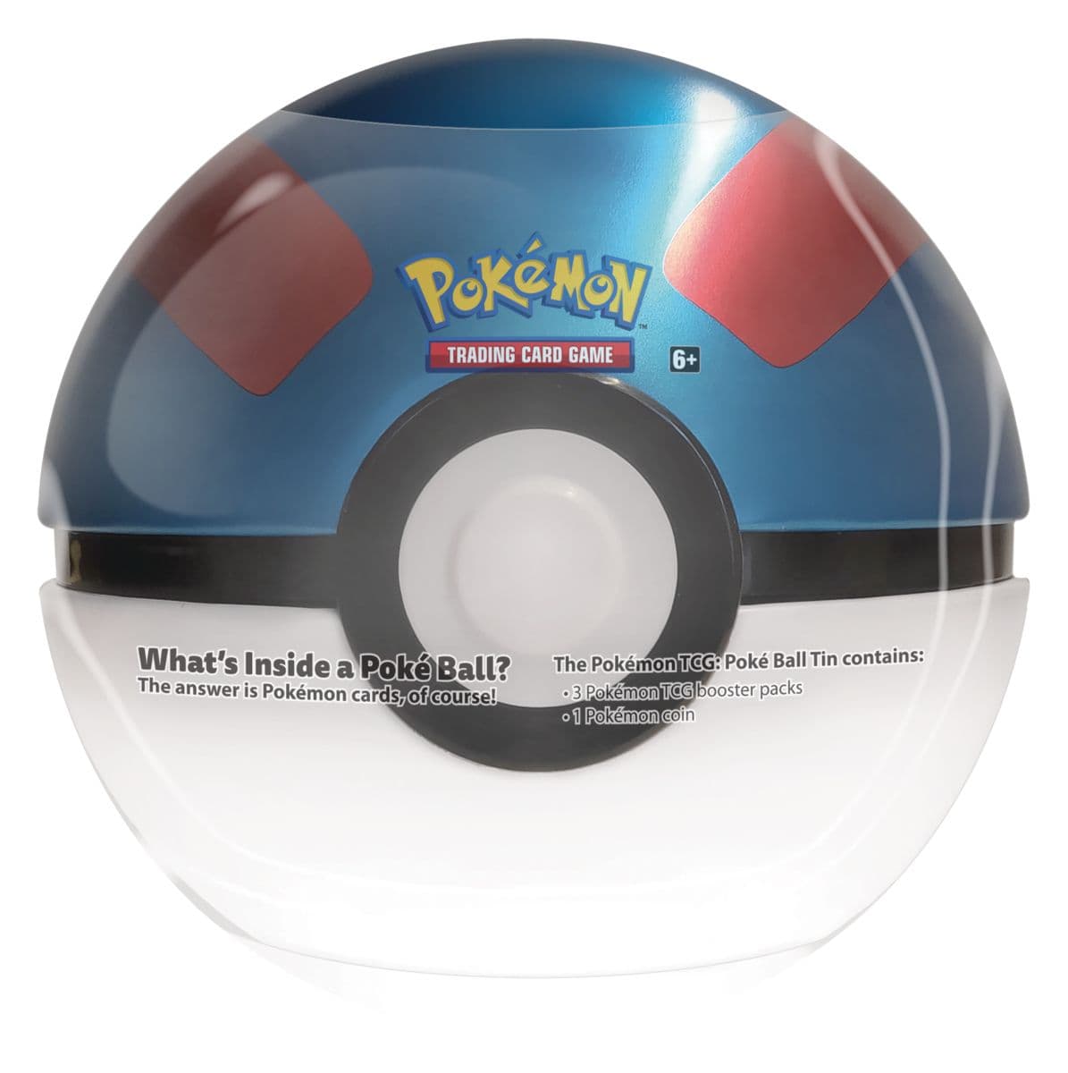 Pokémon TCG Poké Ball tin, Series 7 collectable ball-shaped tin close-up packaging detail